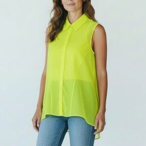 Theyskens' Theory Neon Yellow Sleeveless Blouse